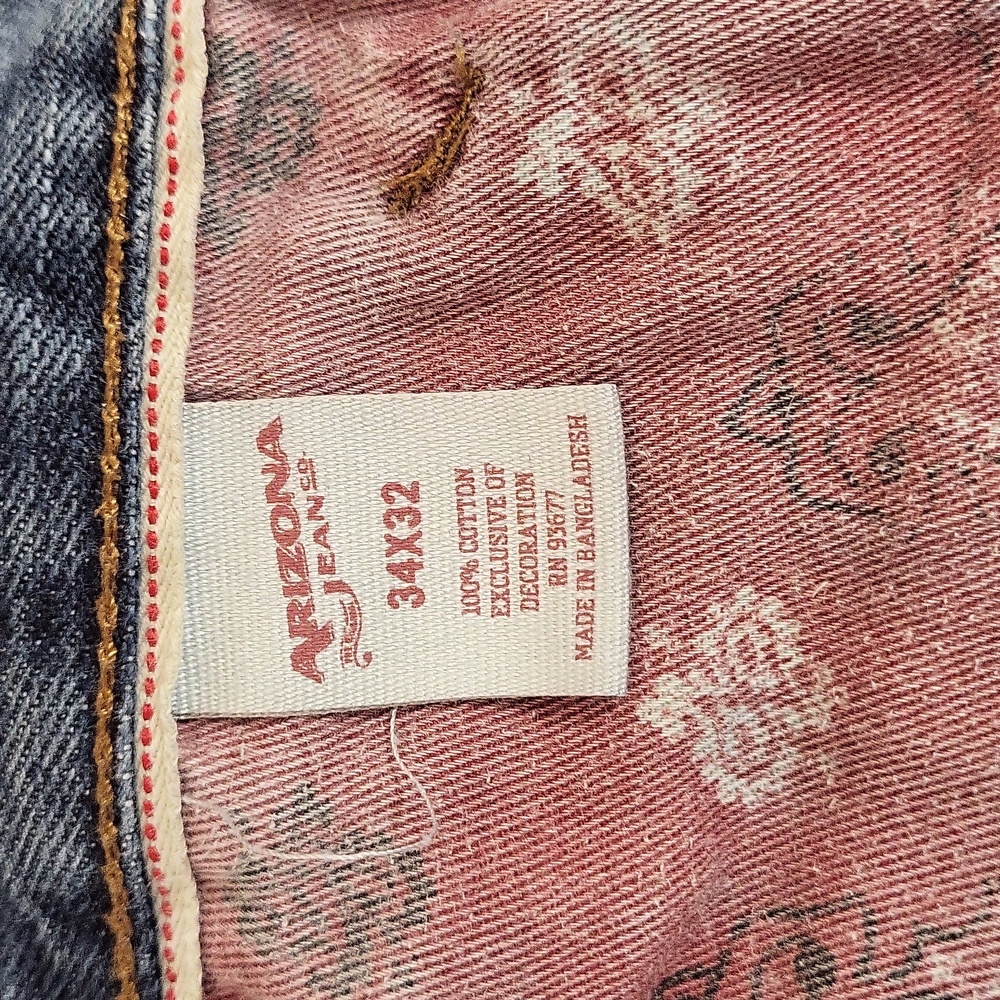 💟 Arizona Men's 34×32 Denim Blue Slim Straight Jeans - Picture 4 of 5